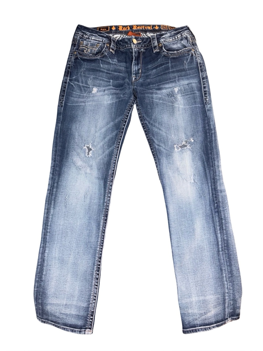 Rock Revival Alivia Easy Straight Distressed Jeans Women’s Size 31 Western - Picture 3 of 10